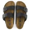 Унисекс кожени чехли Биркенщок / BIRKENSTOCK Arizona Soft Footbed черни поглед отгоре