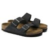 Чифт унисекс кожени чехли Биркенщок / BIRKENSTOCK Arizona Soft Footbed черни