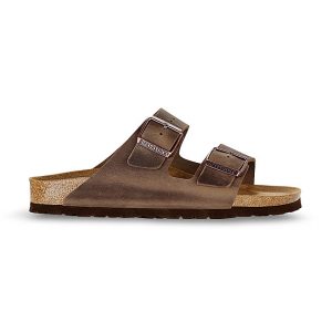 унисекс чехли Биркенщок / BIRKENSTOCK Arizona Oiled Leather тютюнево кафяво външен поглед отстрани
