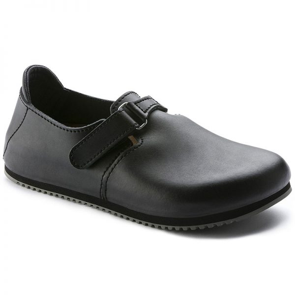 професионално черно сабо Биркенщок / Birkenstock Linz страничен изглед отпред