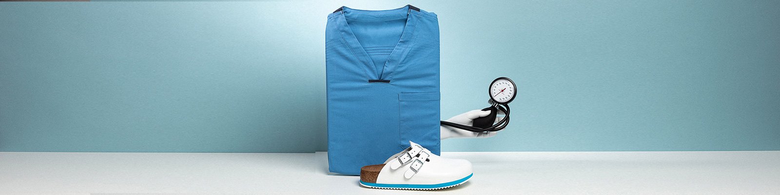 Професионални работни чехли Birkenstock Kay SL SF SG - корица с медицинска униформа в синьо