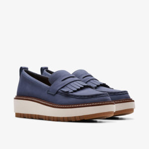 Дамски мокасини Clarks Orianna W Loafer 26176639 сини от набук - снимка 1