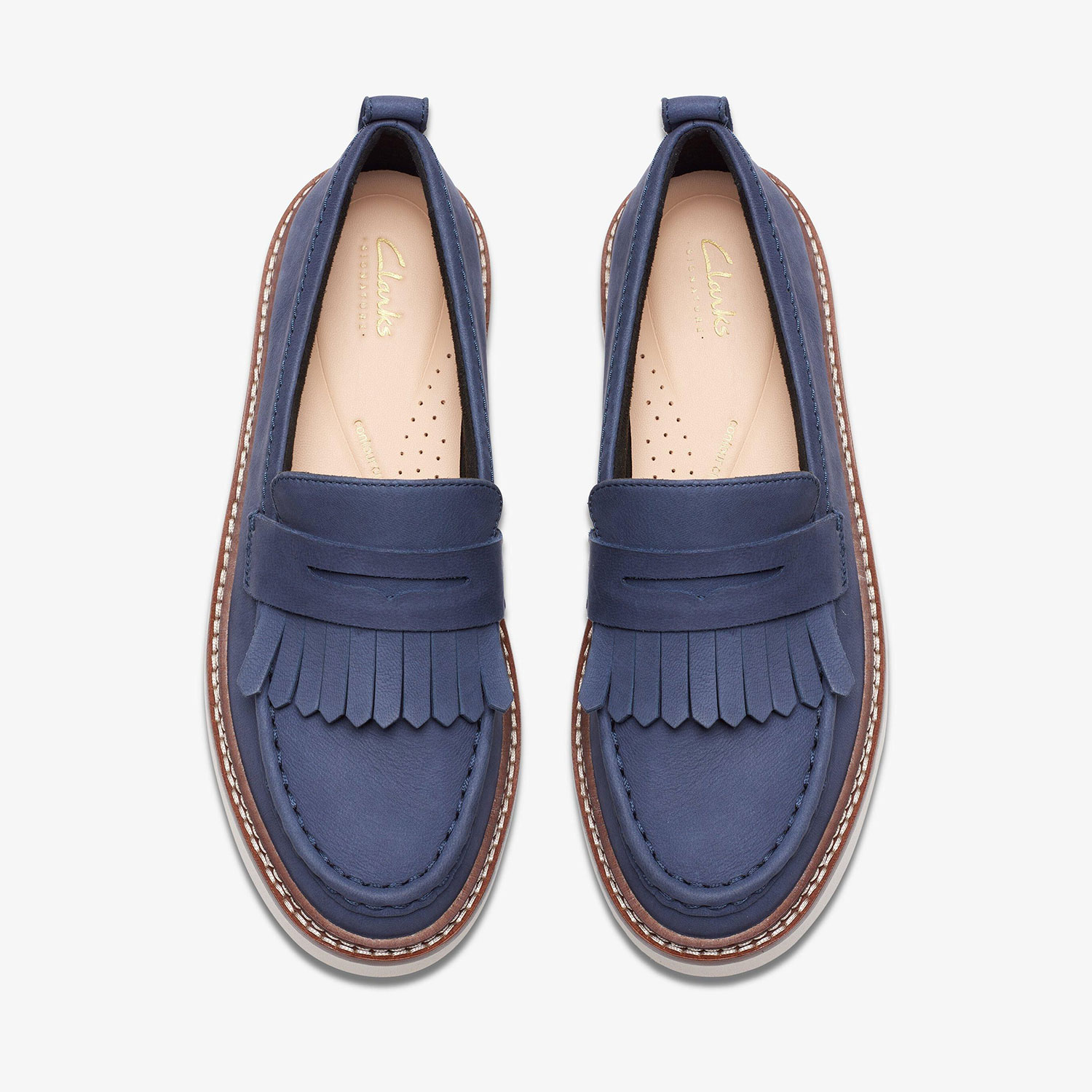 Дамски мокасини Clarks Orianna W Loafer 26176639 сини от набук - снимка 6