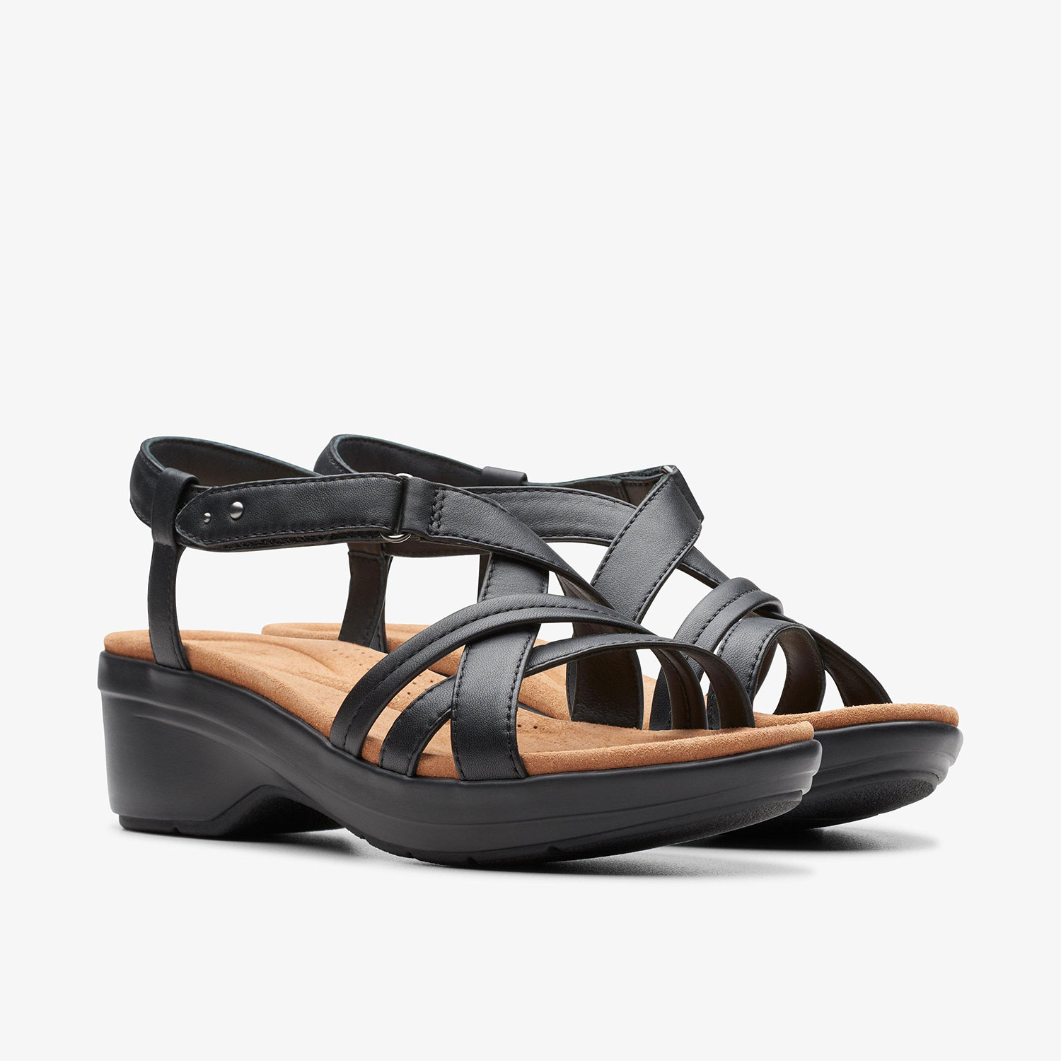 Дамски сандали Clarks Tuleah May черни от ест. кожа за широк крак - снимка 1