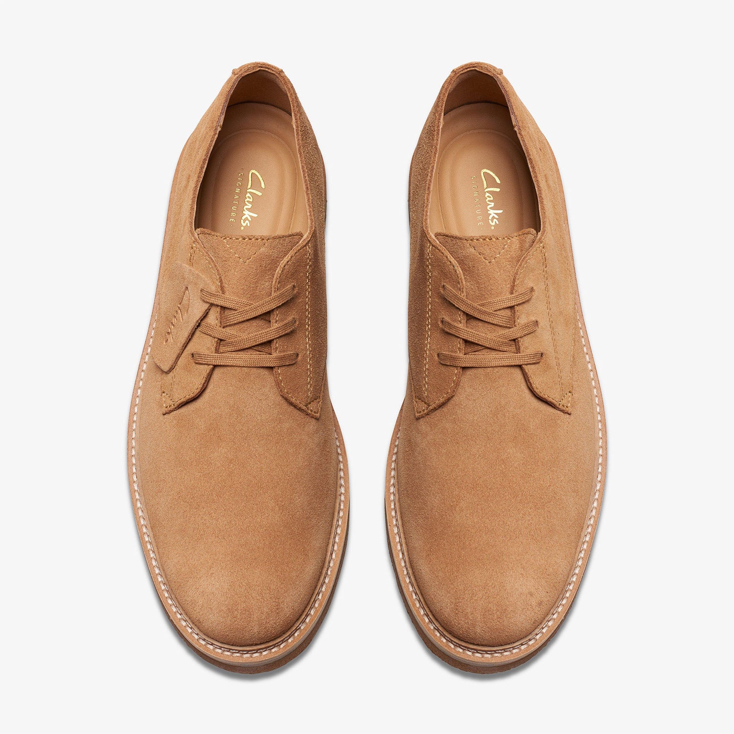 Мъжки обувки Clarks Clarkdale Derby бежови от велур - снимка 6