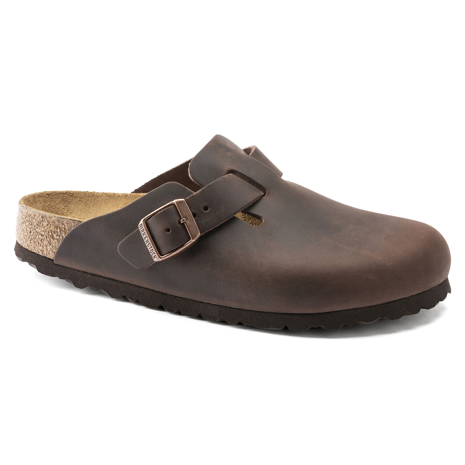 Дамски чехли Birkenstock Boston LEOI Habana кафяви от естествена кожа - снимка 1