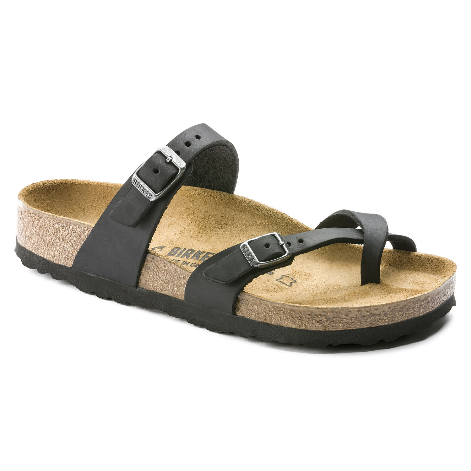 Дамски чехли Birkenstock Mayari LEOI Black черни от естествена кожа - снимка 1