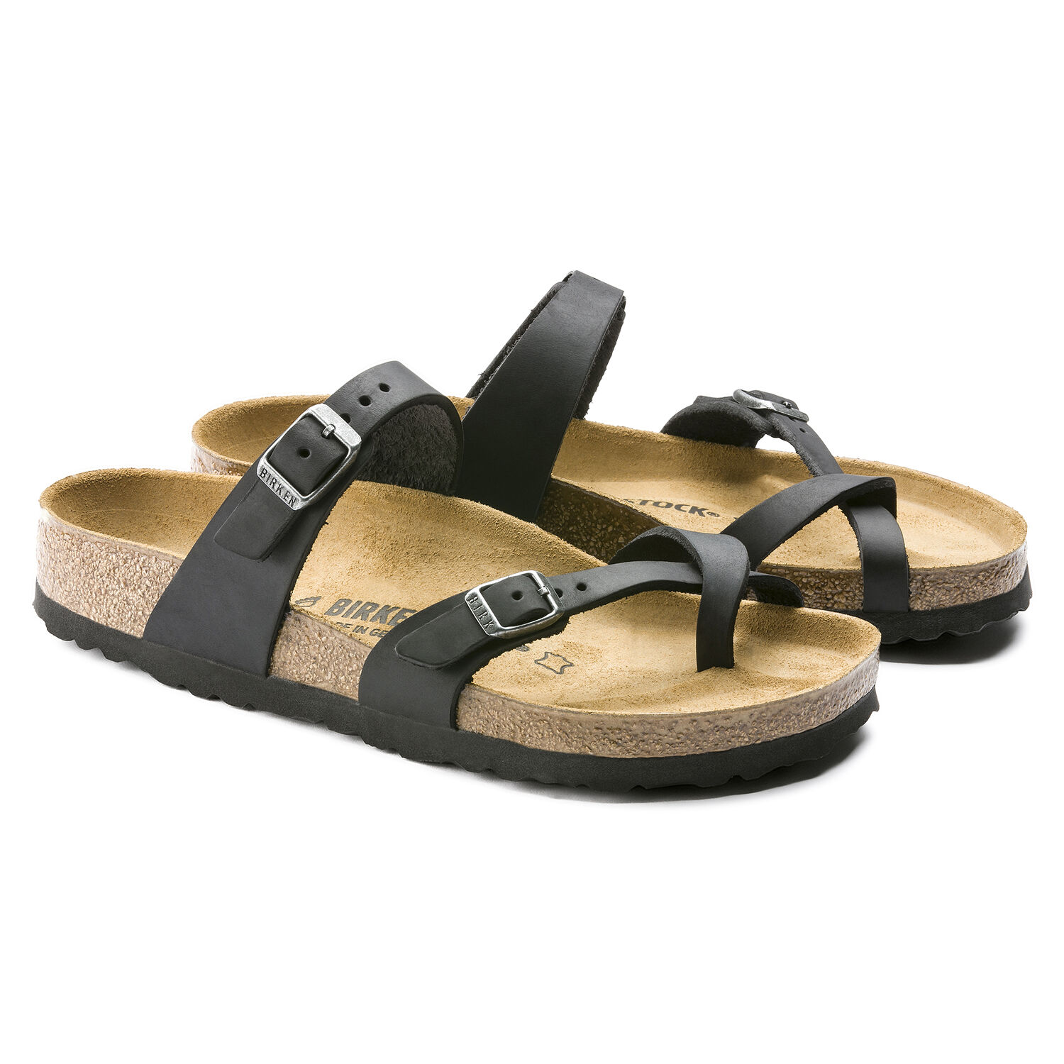 Дамски чехли Birkenstock Mayari LEOI Black черни от естествена кожа - снимка 3