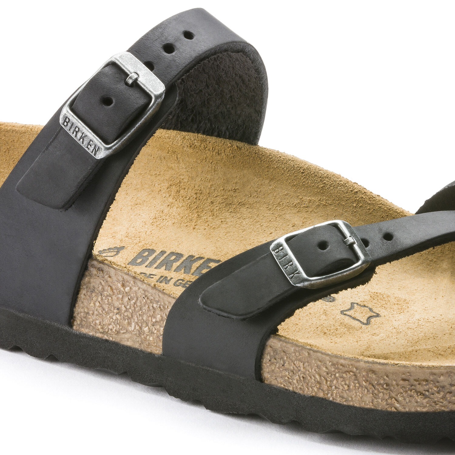 Дамски чехли Birkenstock Mayari LEOI Black черни от естествена кожа - снимка 4
