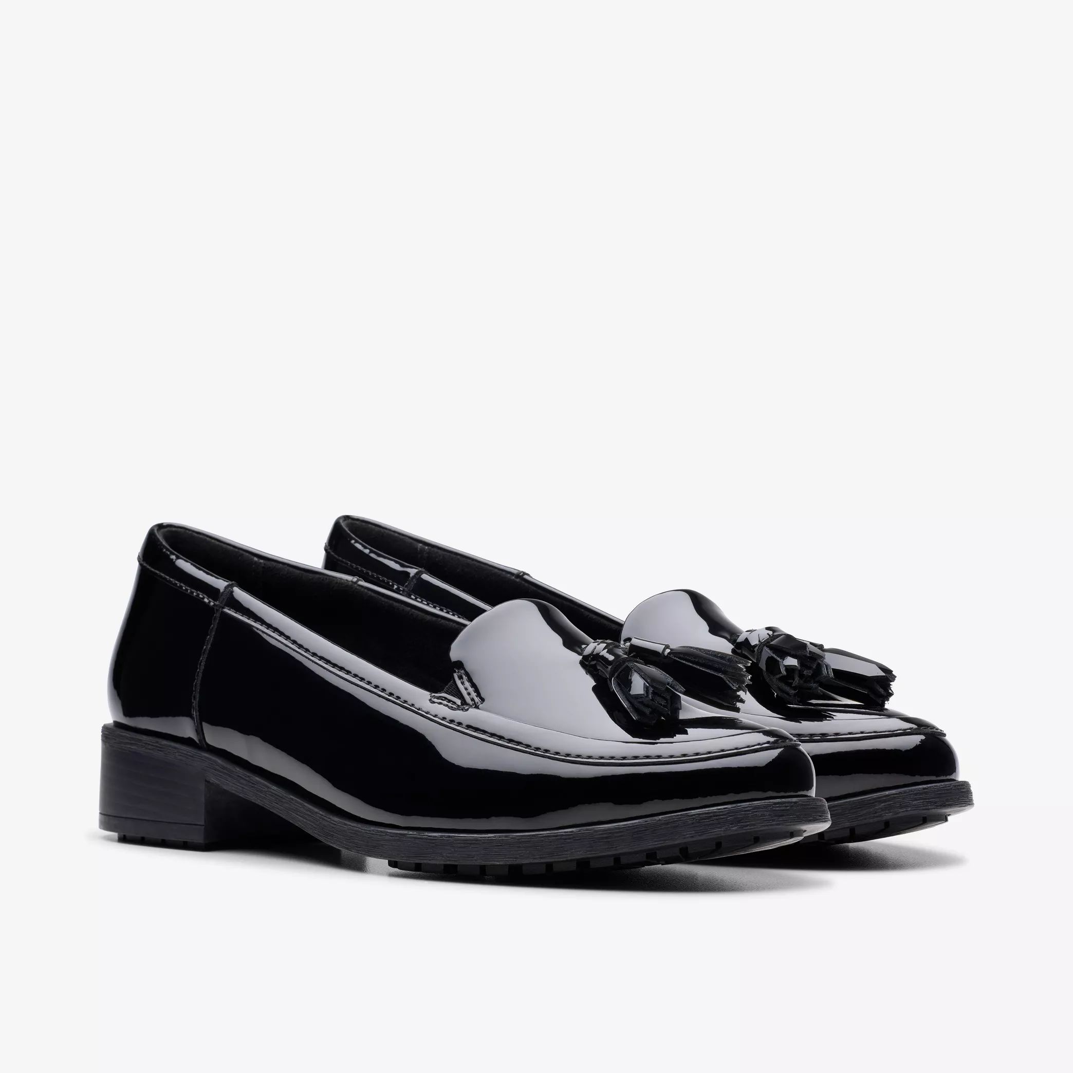 Дамски мокасини с ток Clarks Havisham Edge 26178704 черни от естествен лак - снимка 1
