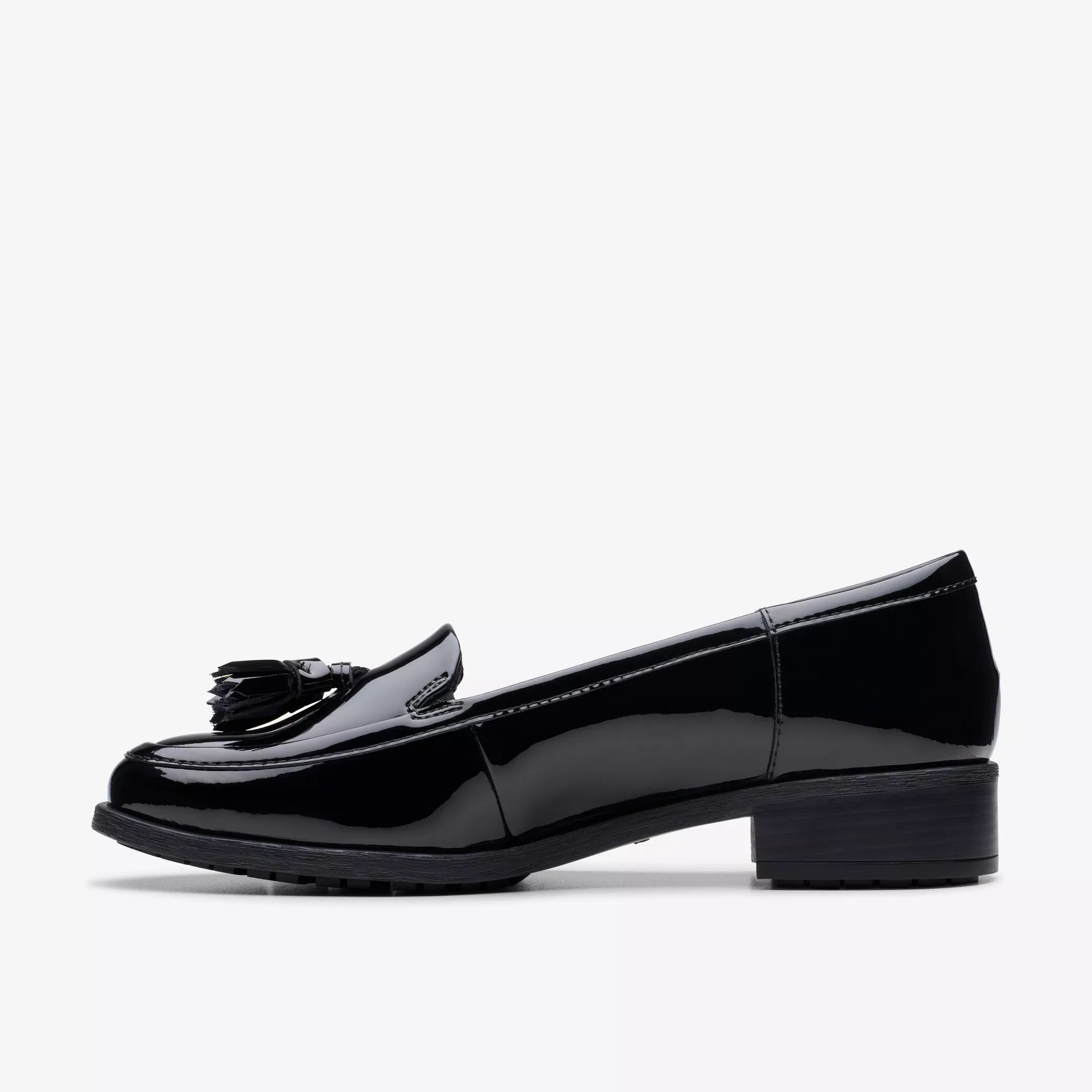 Дамски мокасини с ток Clarks Havisham Edge 26178704 черни от естествен лак - снимка 3