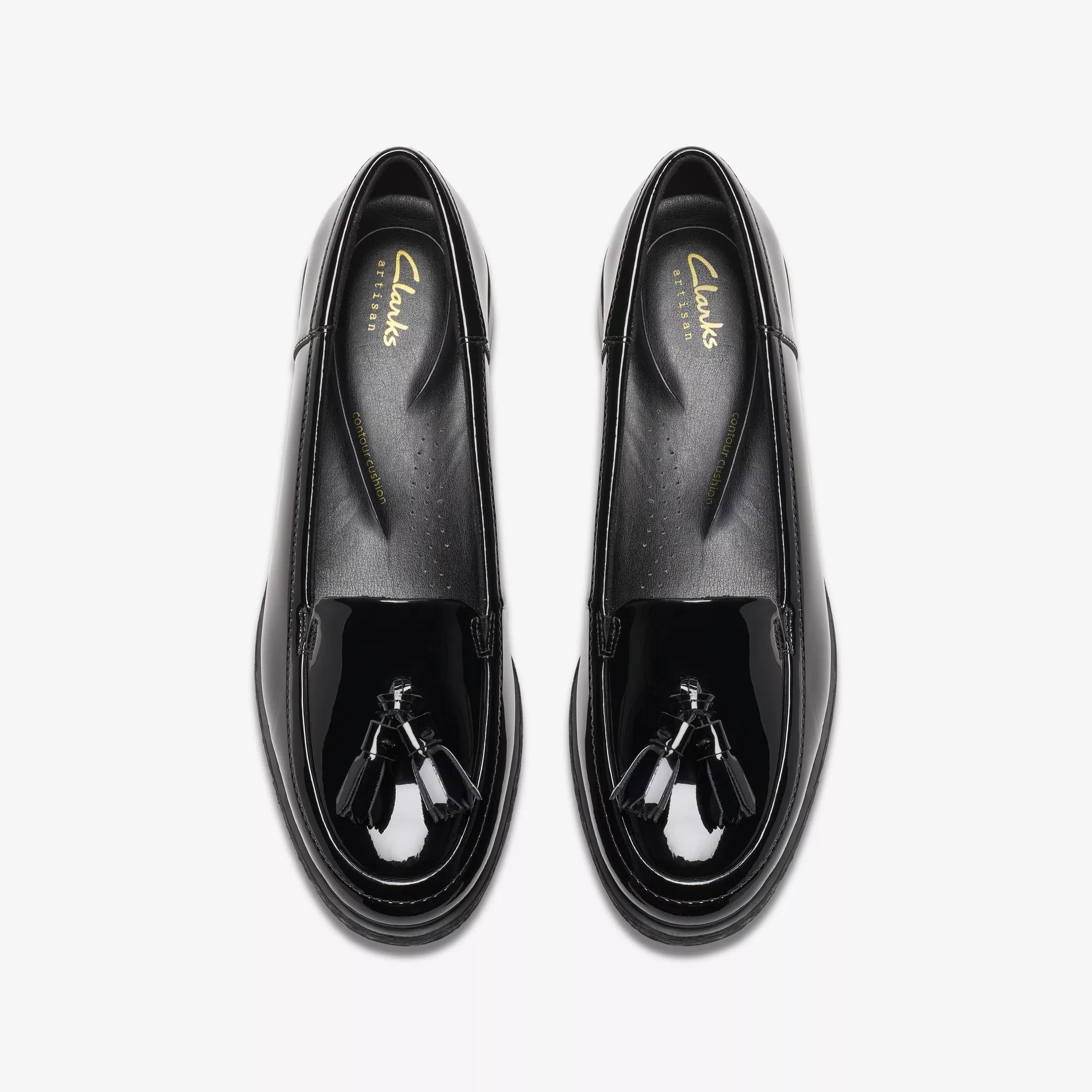 Дамски мокасини с ток Clarks Havisham Edge 26178704 черни от естествен лак - снимка 6