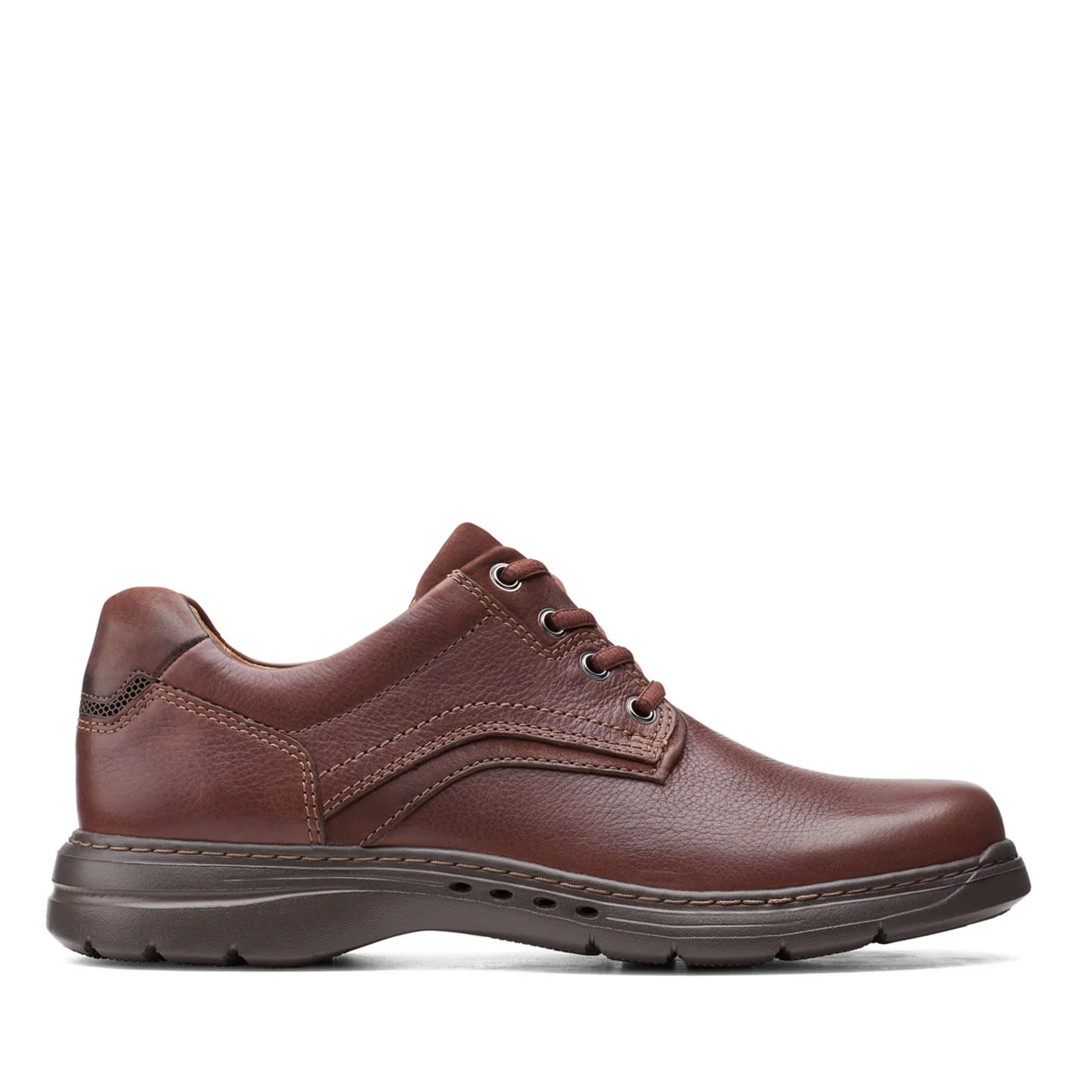 Мъжки обувки Clarks Un Brawley Pace Mahogany Leather 26151782 голям размер за широк крак - снимка 2