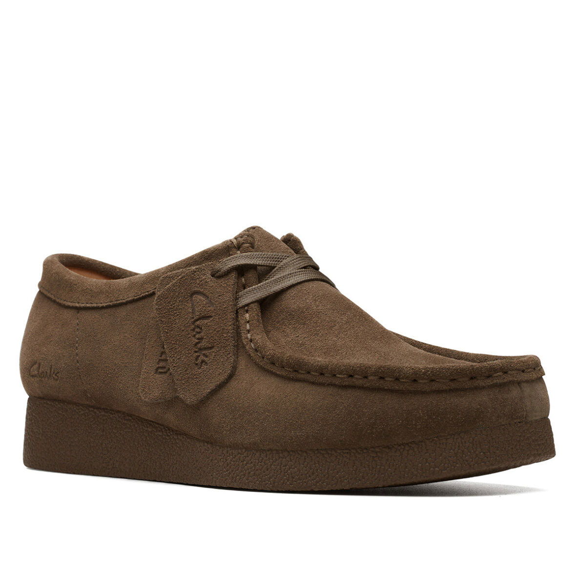 Дамски Clarks WallabeeEVOSh 26174748 цвят маслинен от велур - снимка 1
