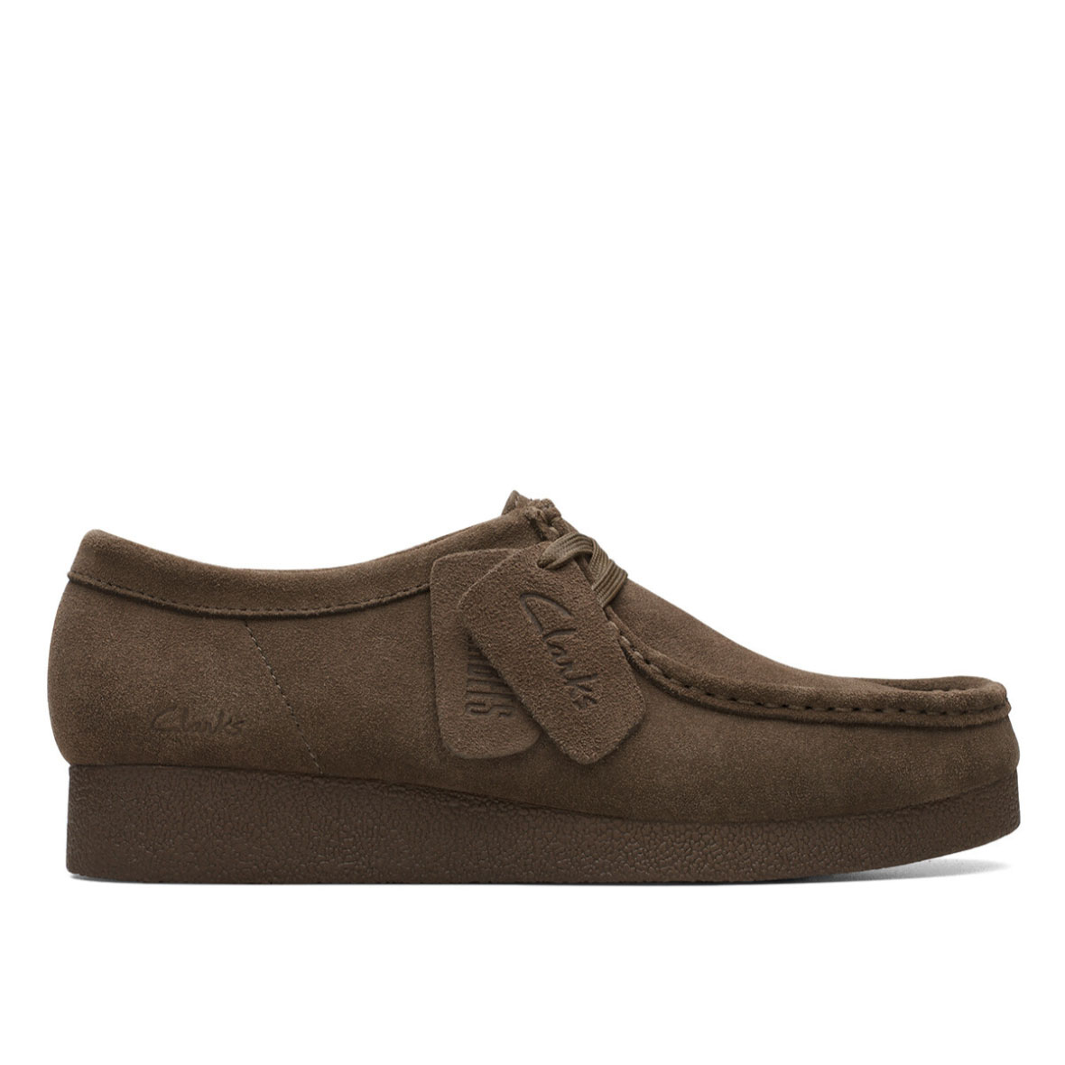 Дамски Clarks WallabeeEVOSh 26174748 цвят маслинен от велур - снимка 2