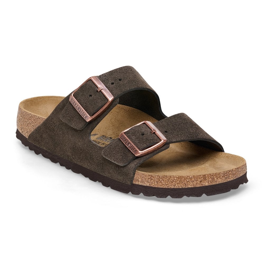 Мъжки чехли Birkenstock Arizona LEVE Mocca 1027077 цвят мока от велур - снимка 1