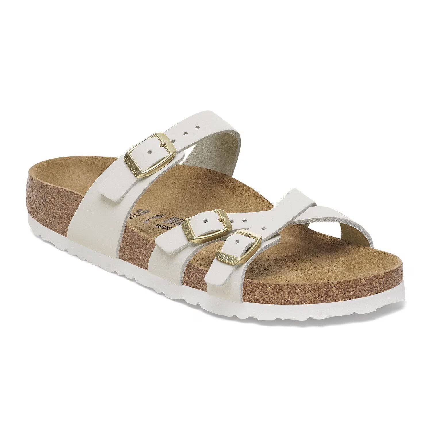 Дамски чехли Birkenstock Franca LENB Antique White цвят бял антик от набук - снимка 1