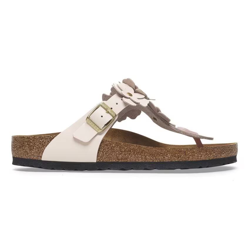 Дамски чехли Birkenstock Gizeh Flowers LE Light Rose 1029287 светло розови от естествена кожа - снимка 2