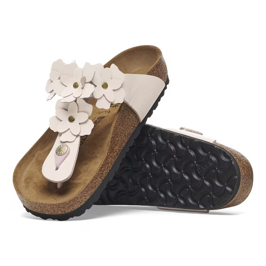 Дамски чехли Birkenstock Gizeh Flowers LE Light Rose 1029287 светло розови от естествена кожа - снимка 5