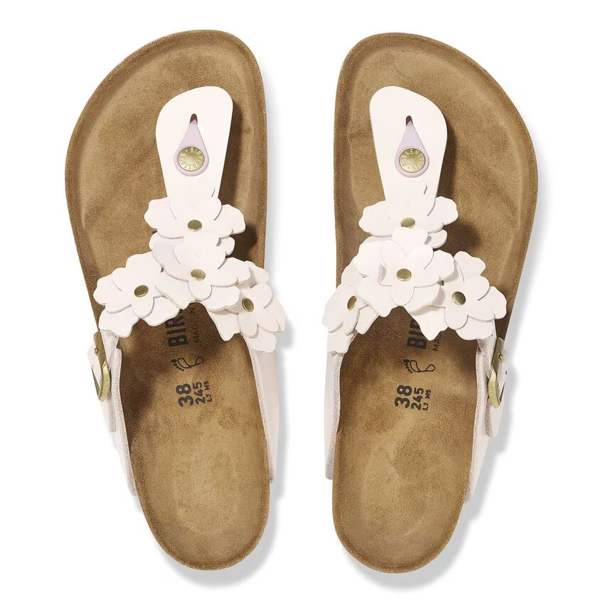 Дамски чехли Birkenstock Gizeh Flowers LE Light Rose 1029287 светло розови от естествена кожа - снимка 6