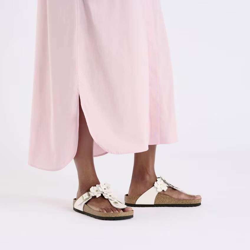 Дамски чехли Birkenstock Gizeh Flowers LE Light Rose 1029287 светло розови от естествена кожа - снимка 7