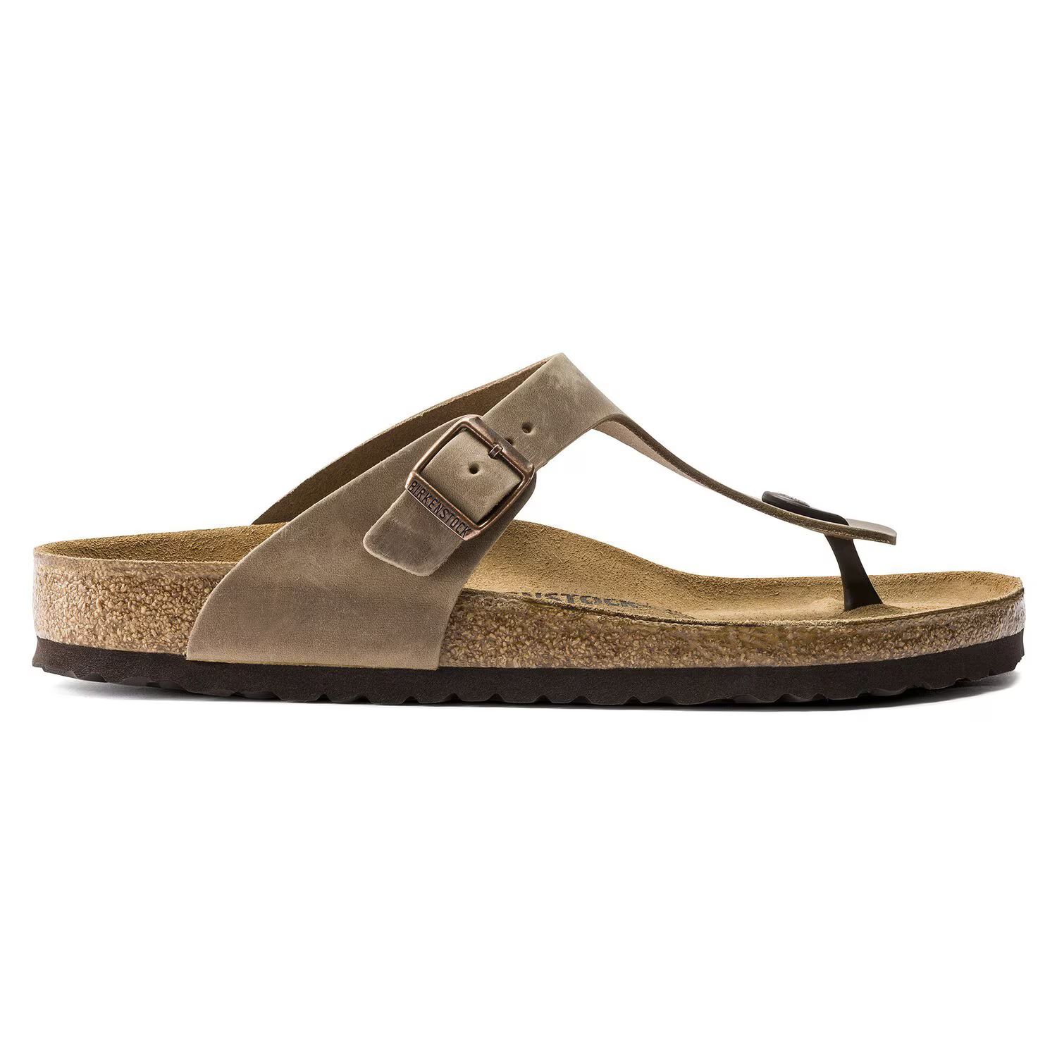 Дамски чехли Birkenstock Gizeh LEOI Tabacco Brown цвят тютюнев от естествена кожа - снимка 2
