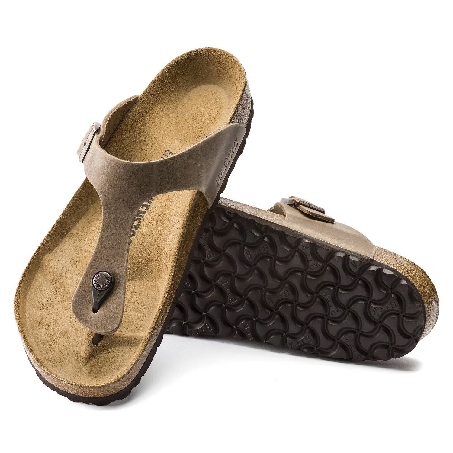 Дамски чехли Birkenstock Gizeh LEOI Tabacco Brown цвят тютюнев от естествена кожа - снимка 5
