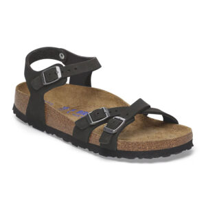 Дамски сандали Birkenstock Kumba SFB LENB Black 1029516 черни от набук с омекотена стелка - снимка 1