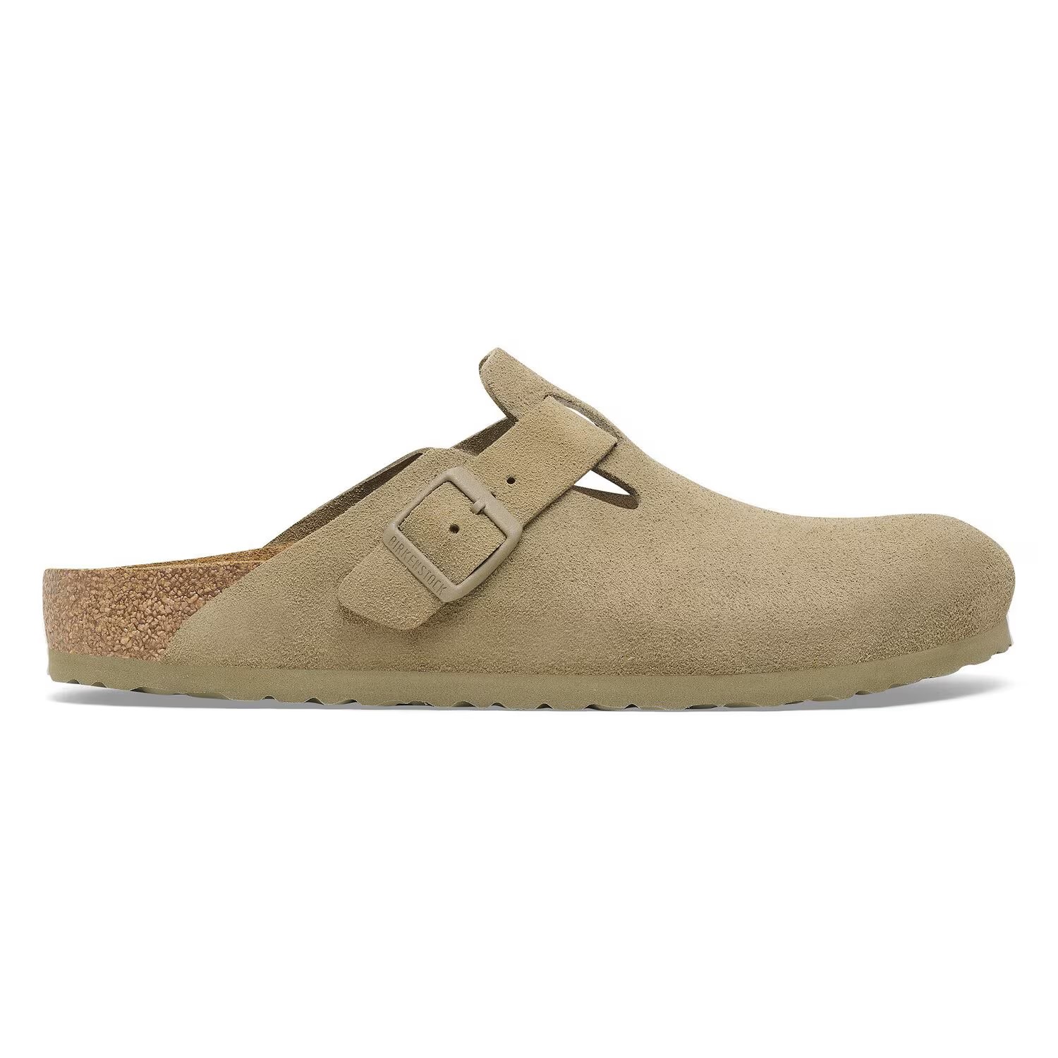 Мъжки чехли Birkenstock Boston LEVE Faded Khaki - велурени в цвят каки - снимка 2