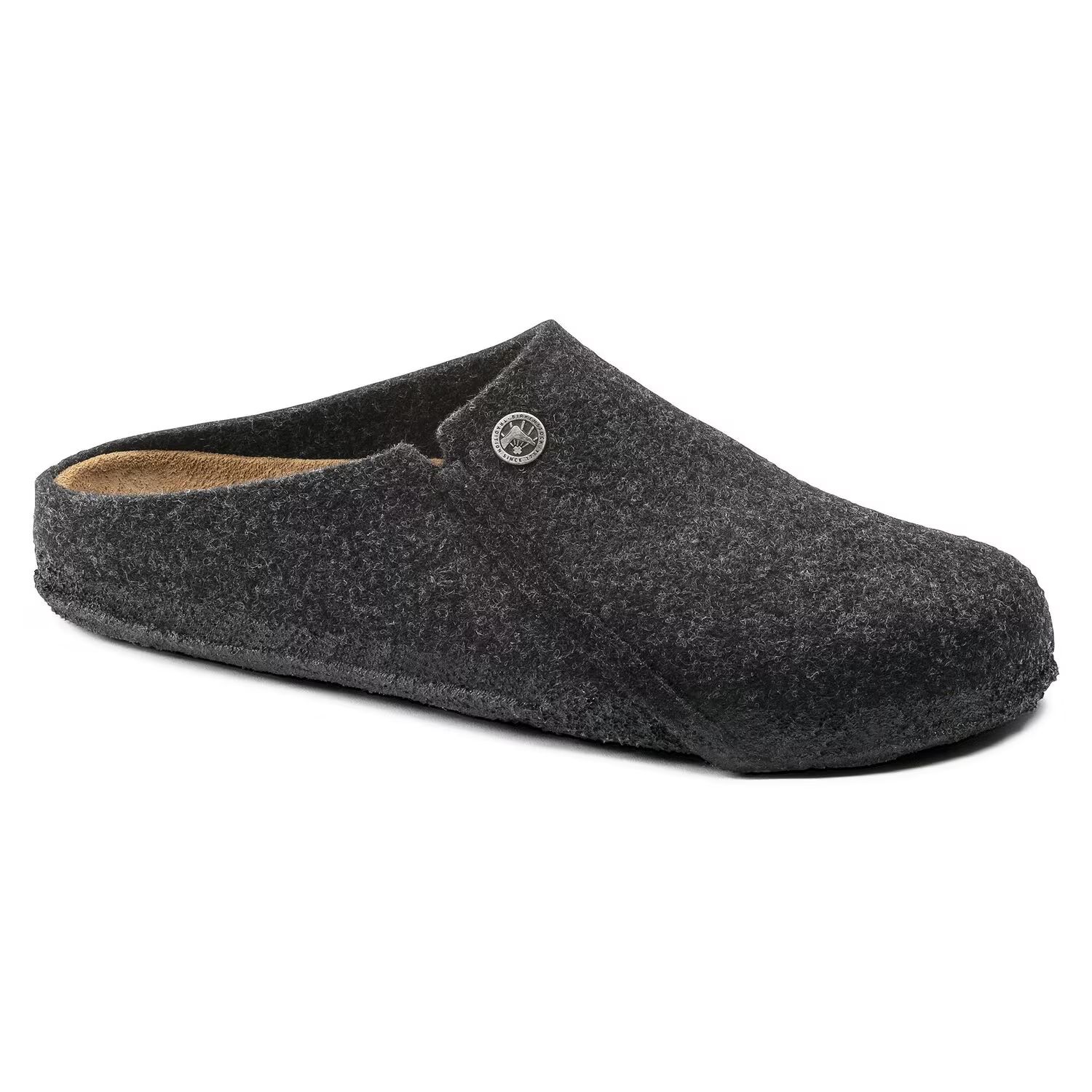 мъжки чехли birkenstock zermatt standard fe anthracite 1014938 от вълнен филц в цвят антрацит - снимка 1