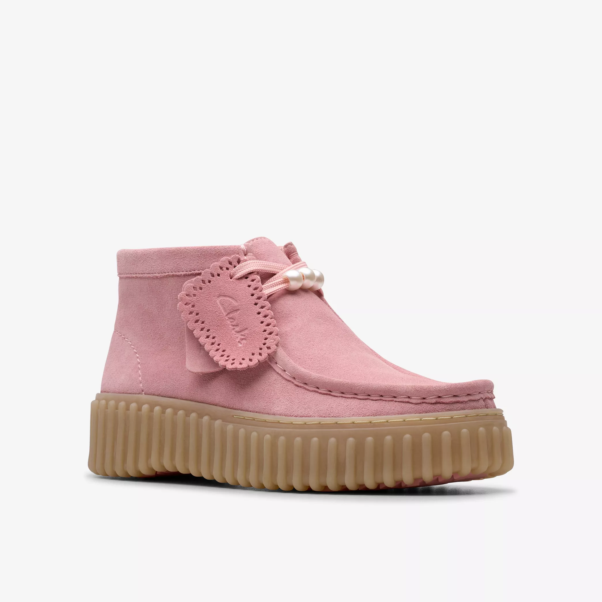 дамски обувки clarks torhill moss 26184636 пепелно розови от велур - снимка 1