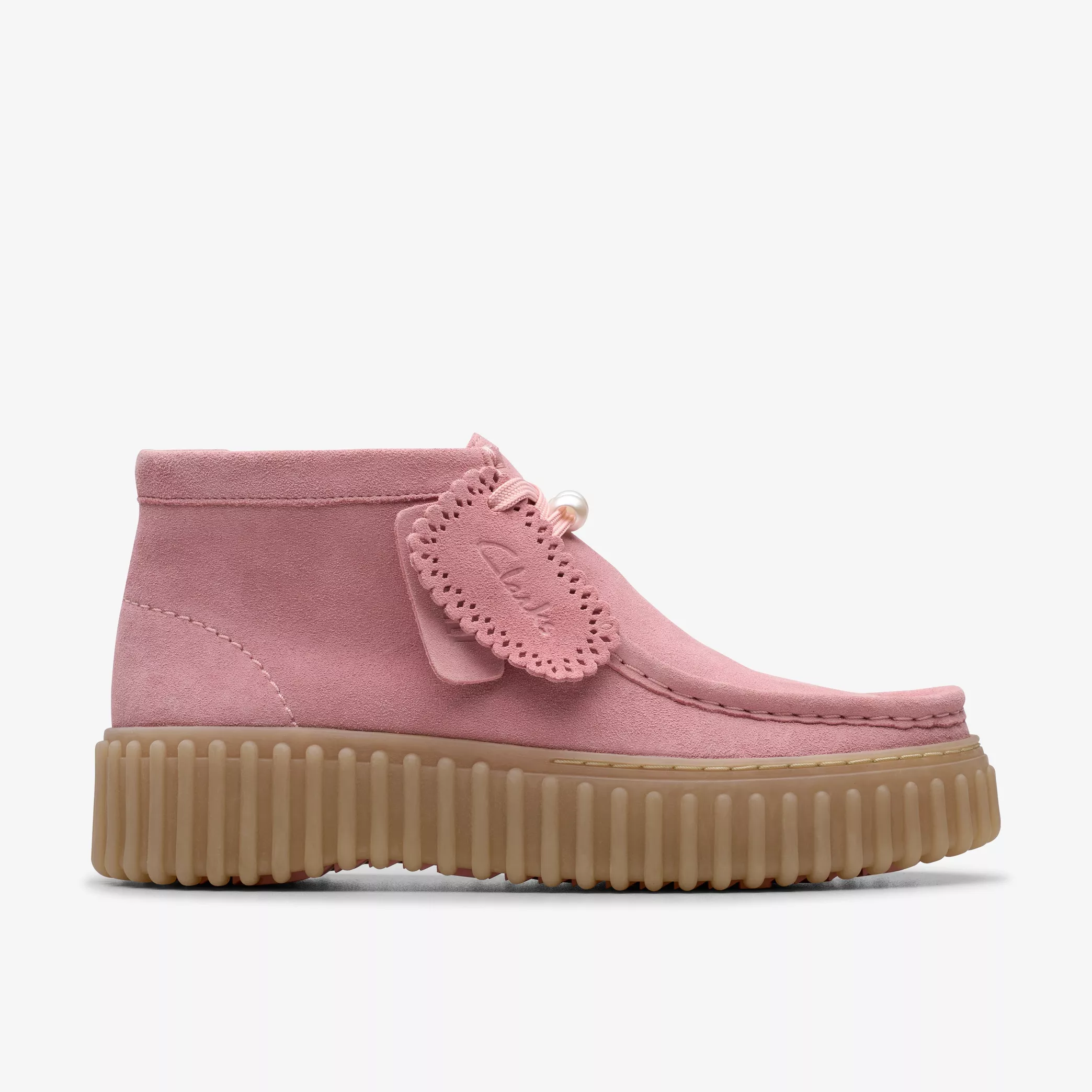 дамски обувки clarks torhill moss 26184636 пепелно розови от велур - снимка 2