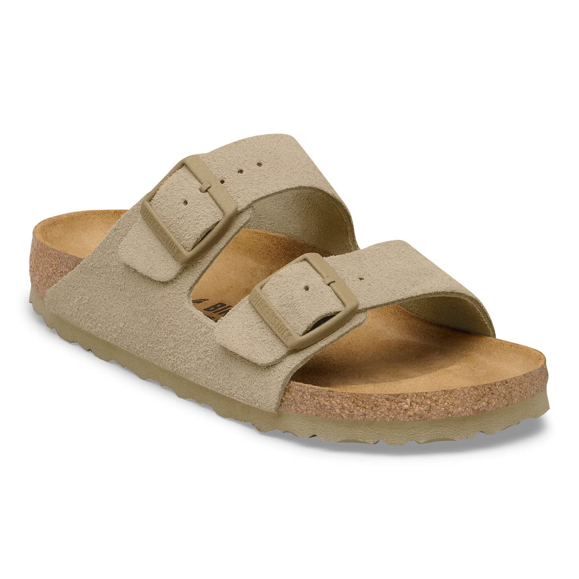 дамски чехли birkenstock arizona leve faded khaki 1031998 цвят каки от велур - снимка 1