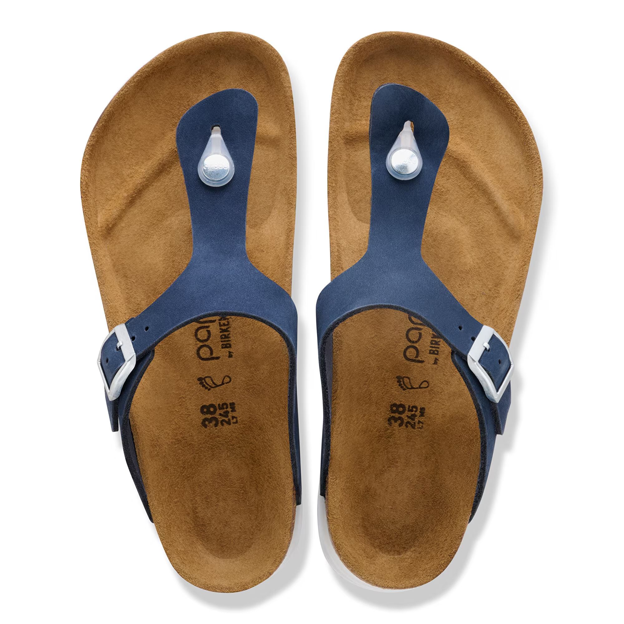 дамски чехли birkenstock gizeh flex platform lenb new navy сини от набук - снимка 6