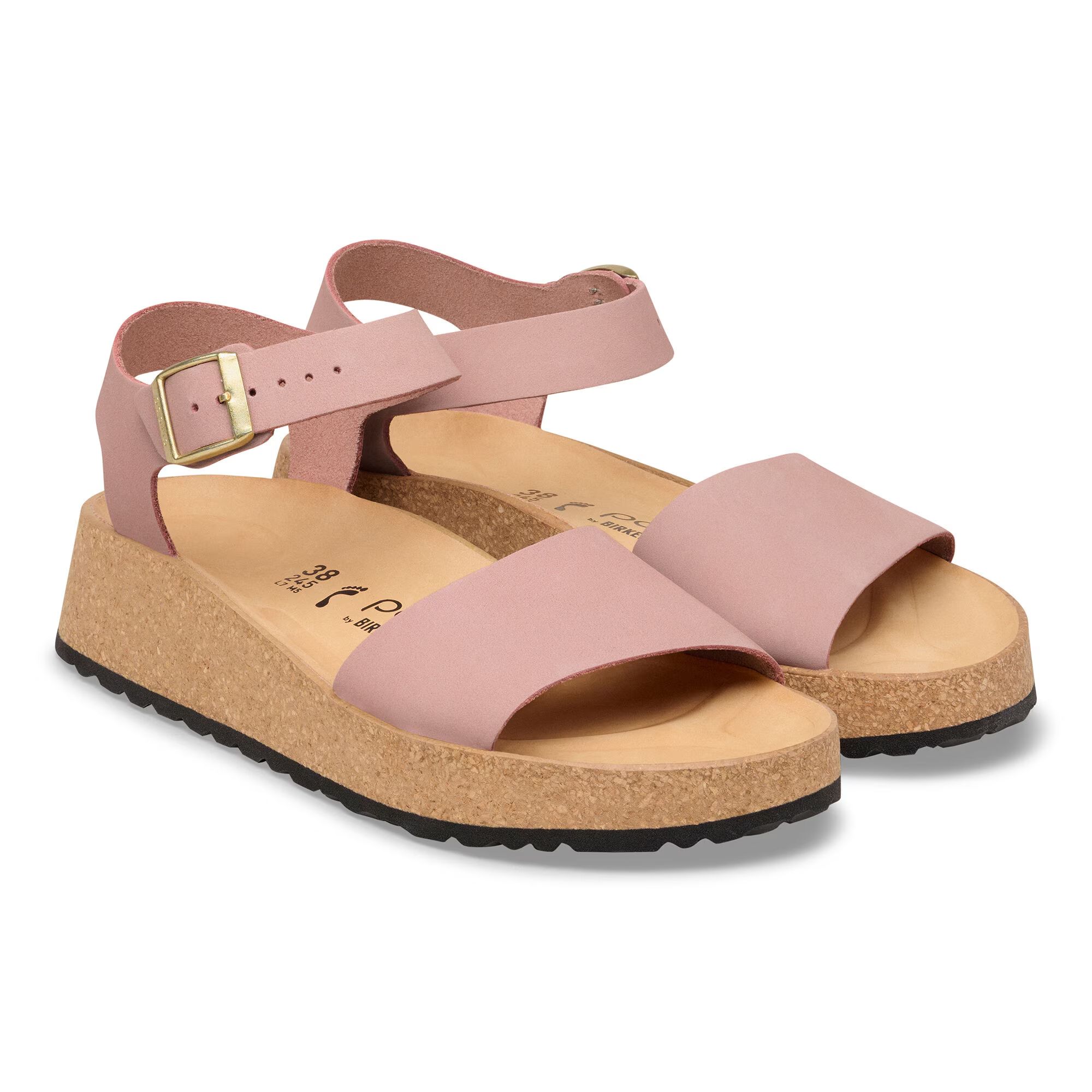 дамски сандали birkenstock glenda lenb pink clay 1031432 розови от набук за тесен крак - снимка 3