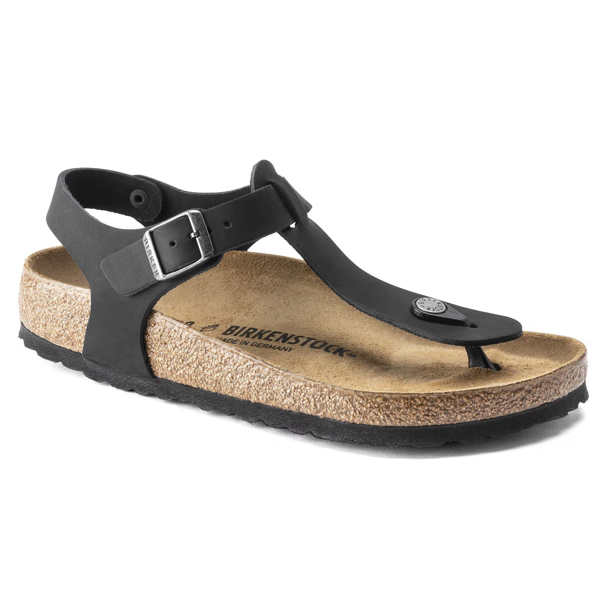 унисекс сандали birkenstock kairo leoi black черни от естествена кожа - снимка 1