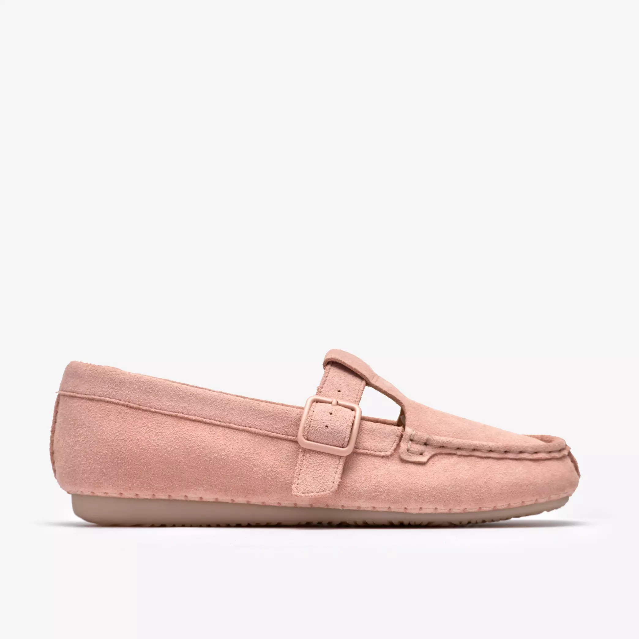 дамски обувки clarks freckle t bar 26185904 светло розови от велур - снимка 1