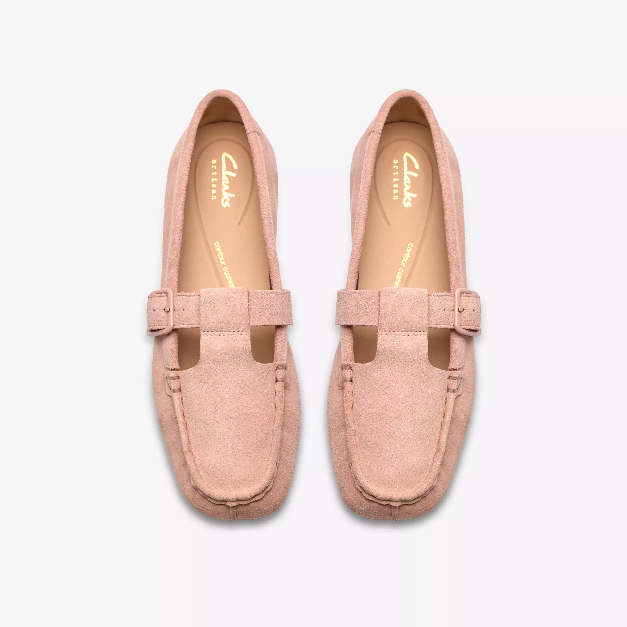 дамски обувки clarks freckle t bar 26185904 светло розови от велур - снимка 6