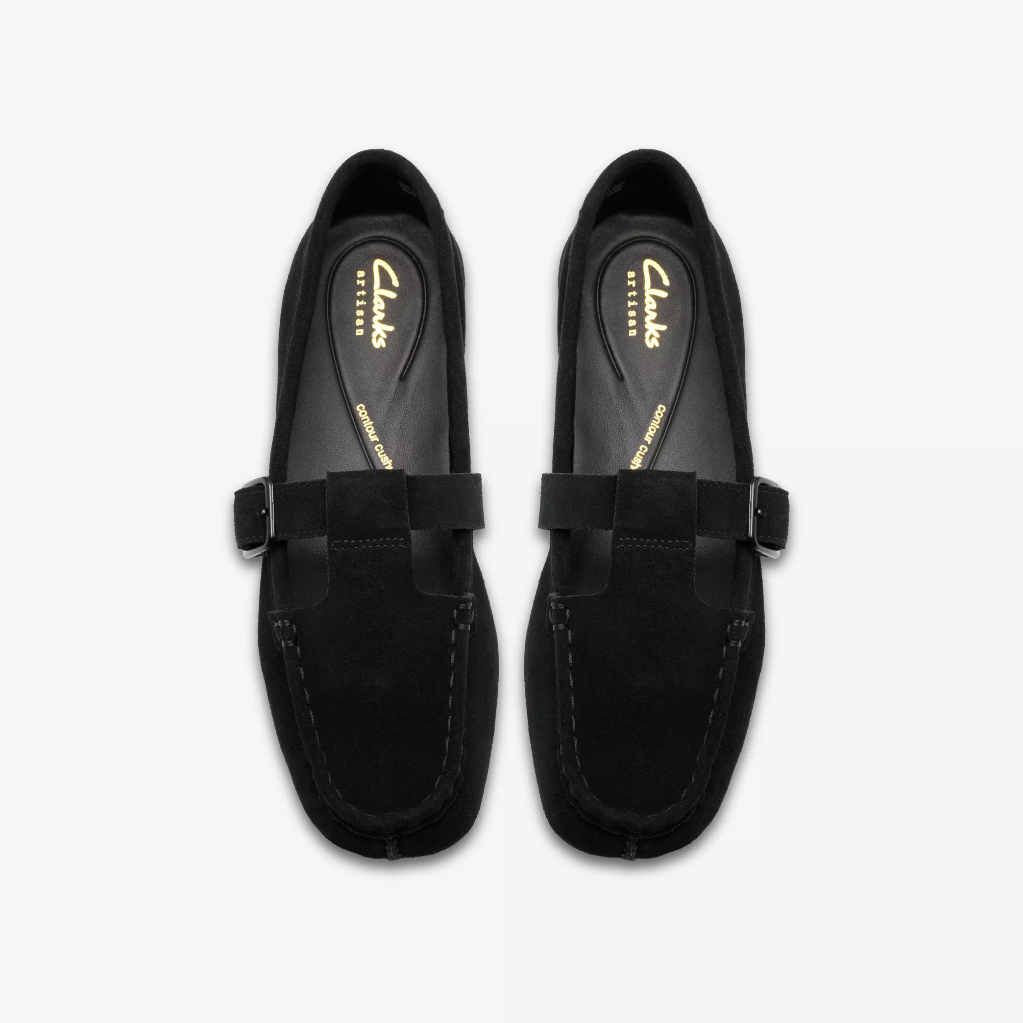 дамски обувки clarks freckle t bar 26185903 черни от велур - снимка 1