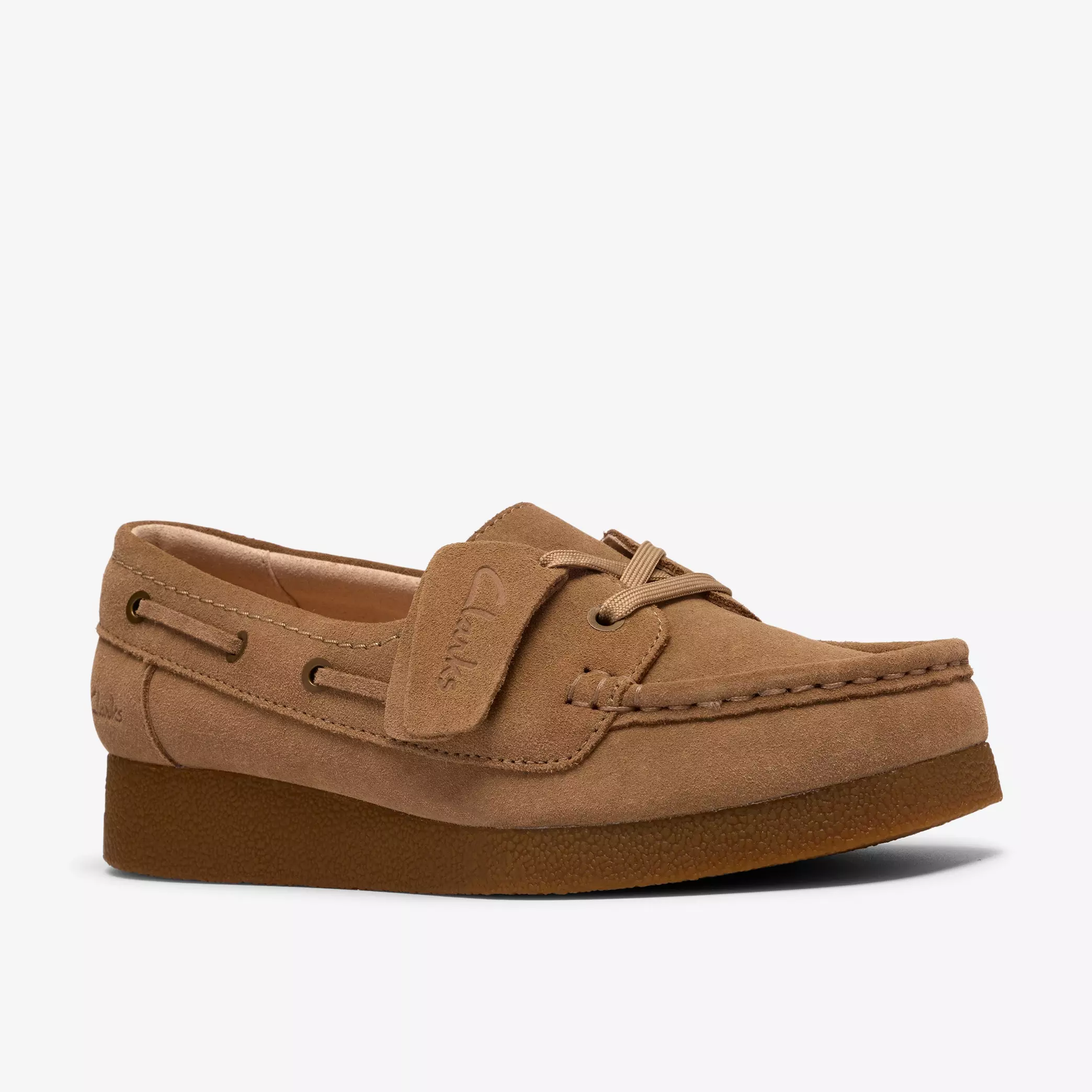 дамски обувки clarks wallabee evo sea 26186339 светло кафяви от велур - снимка 7
