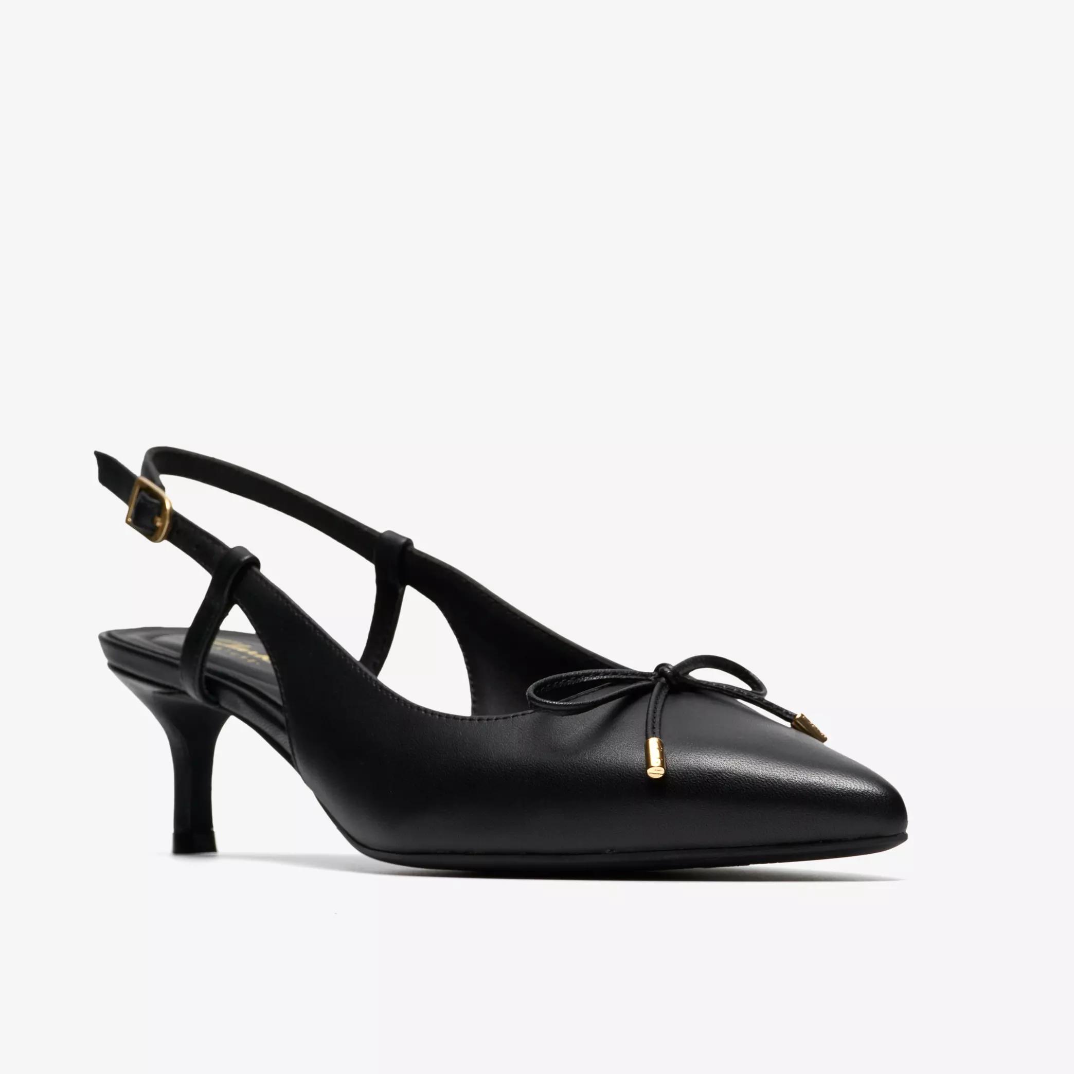дамски обувки на ток с отворена пета clarks zarey bow 26186343 черни от естествена кожа - снимка 4