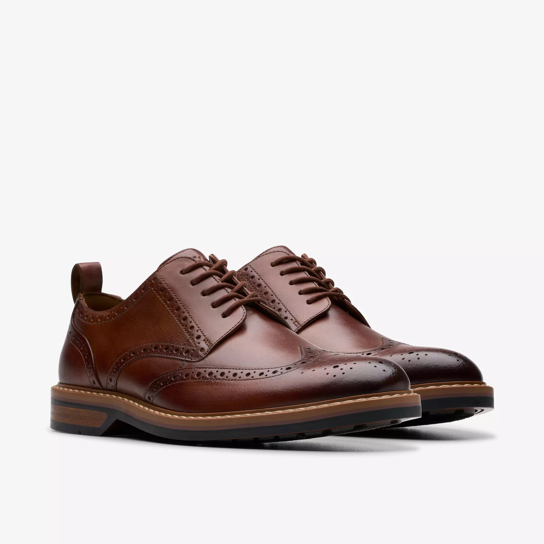 мъжки обувки clarks aldwin limit табачено кафяви от естествена кожа - снимка 1