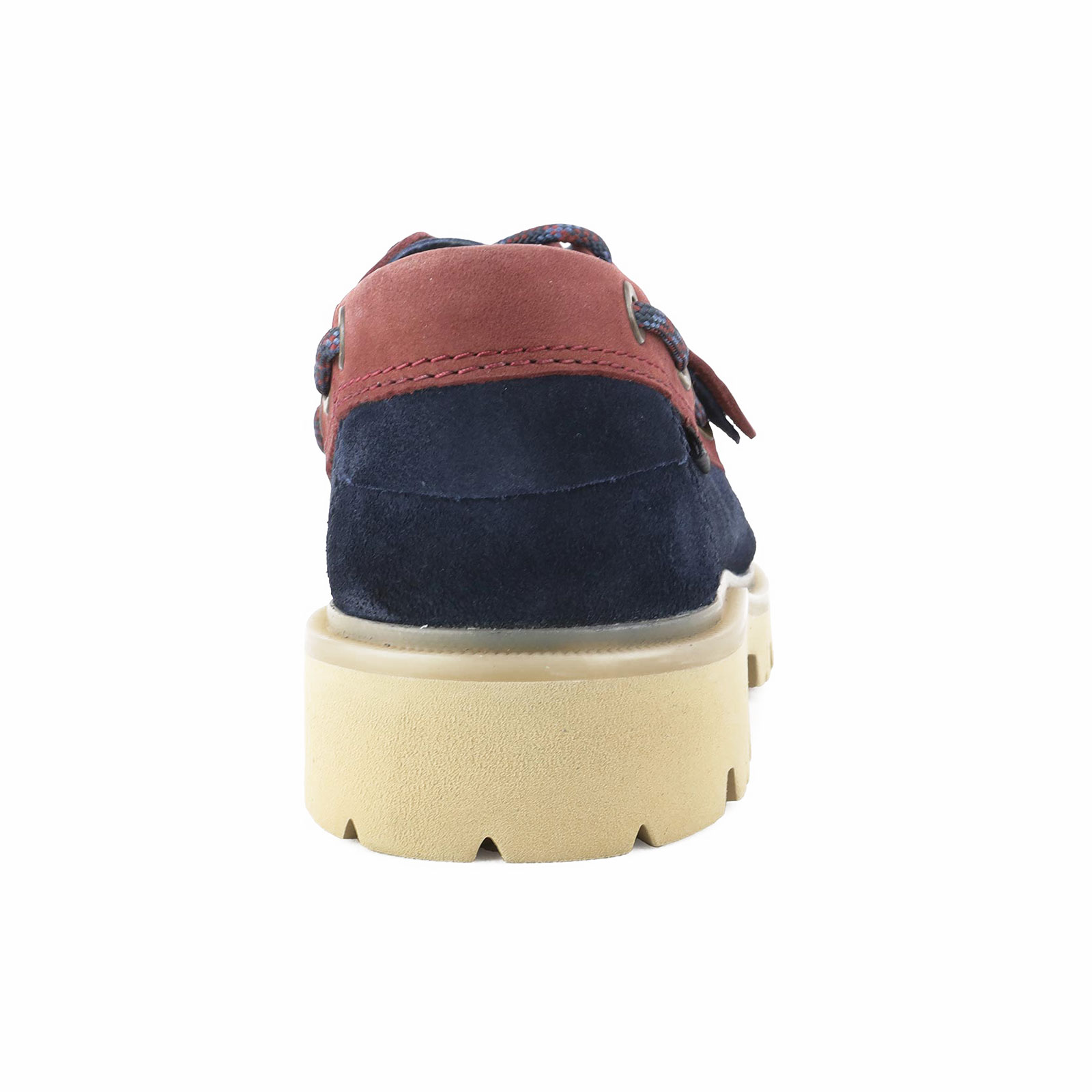 мъжки обувки clarks cleyhill boat в тъмно синьо и червено от велур - снимка 3