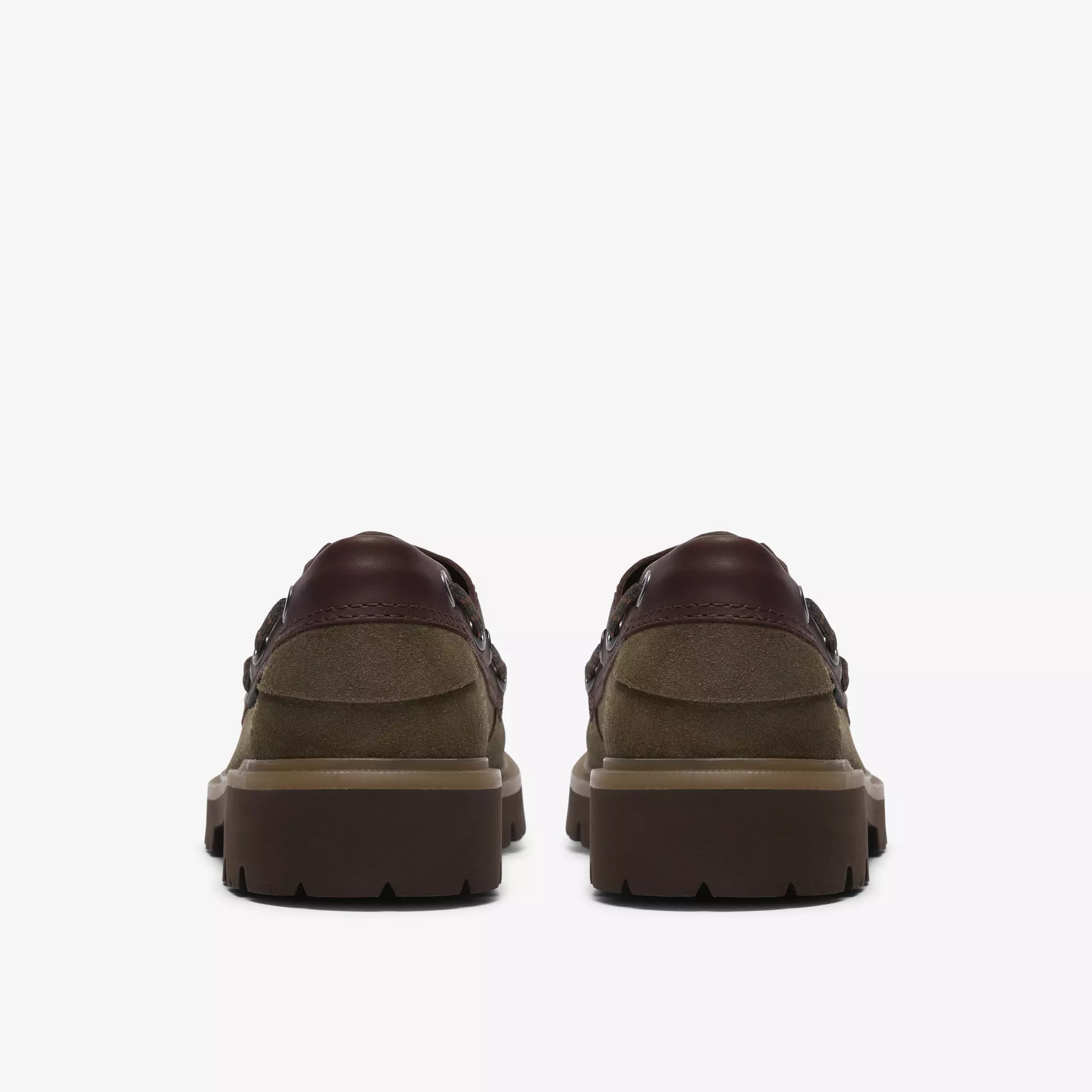 мъжки обувки clarks cleyhill boat зелено-кафяви от естествена кожа и велур - снимка 5