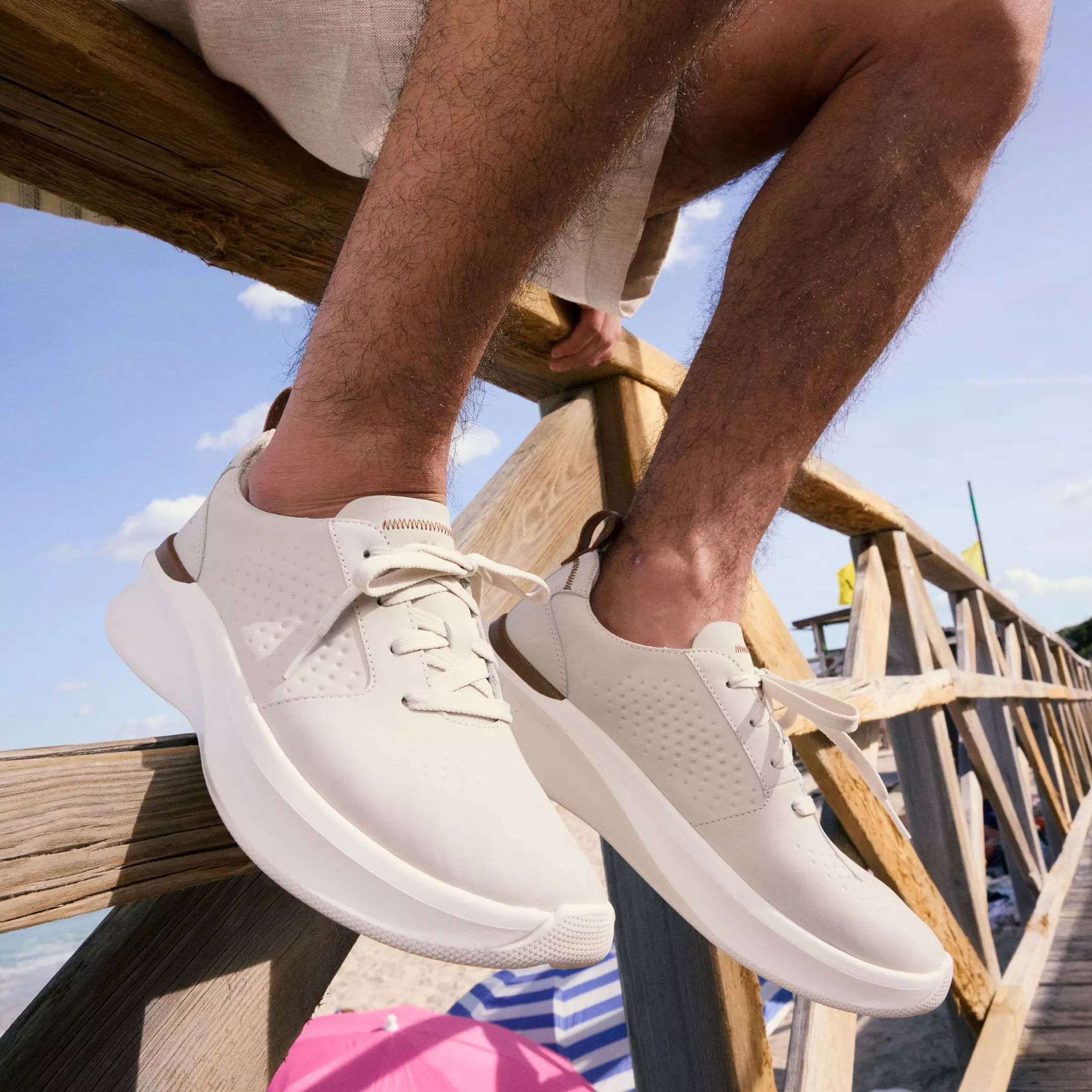 мъжки обувки clarks solevana style светло бежови от набук - снимка 2