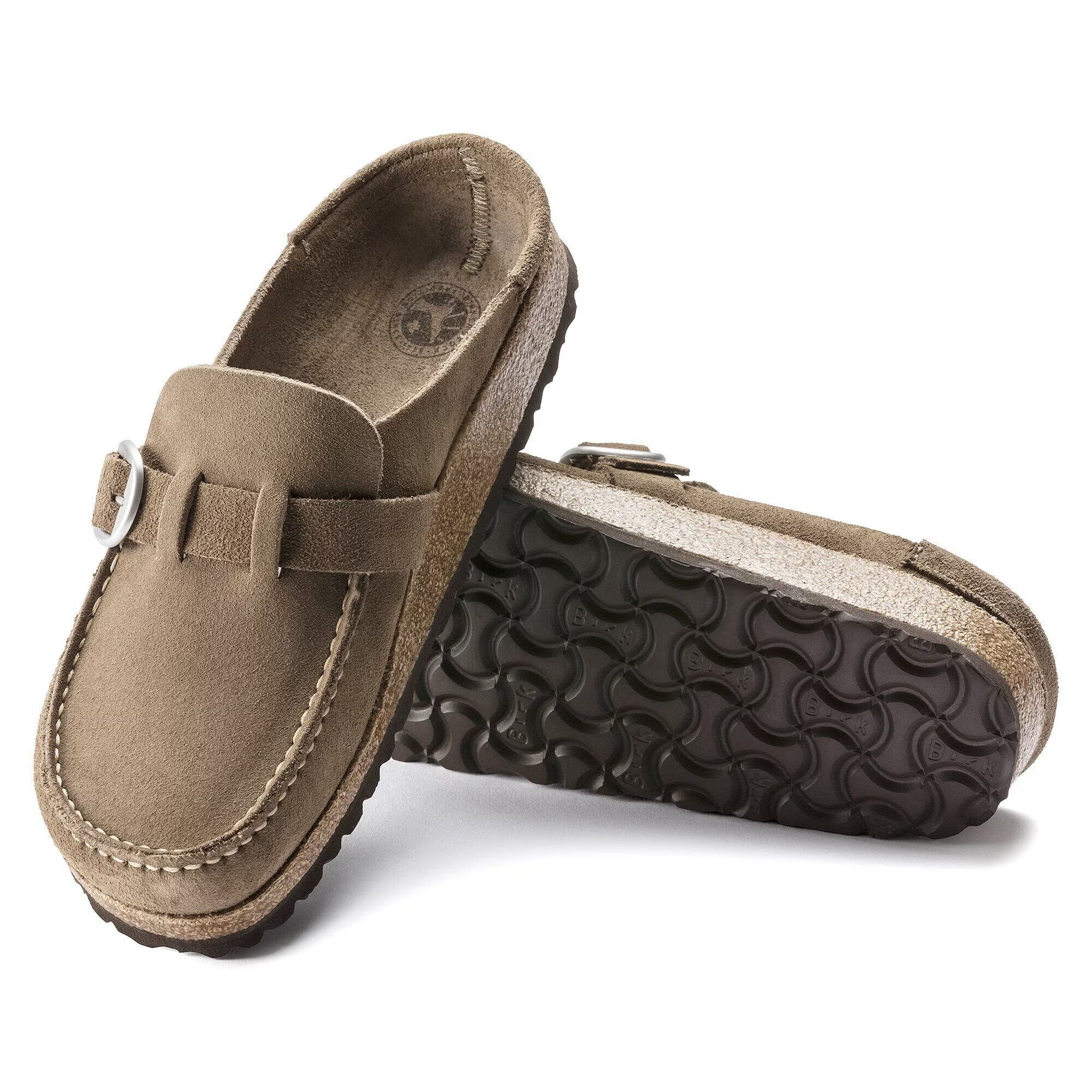 чехли birkenstock buckley 1019462 бежови от велур - снимка 5