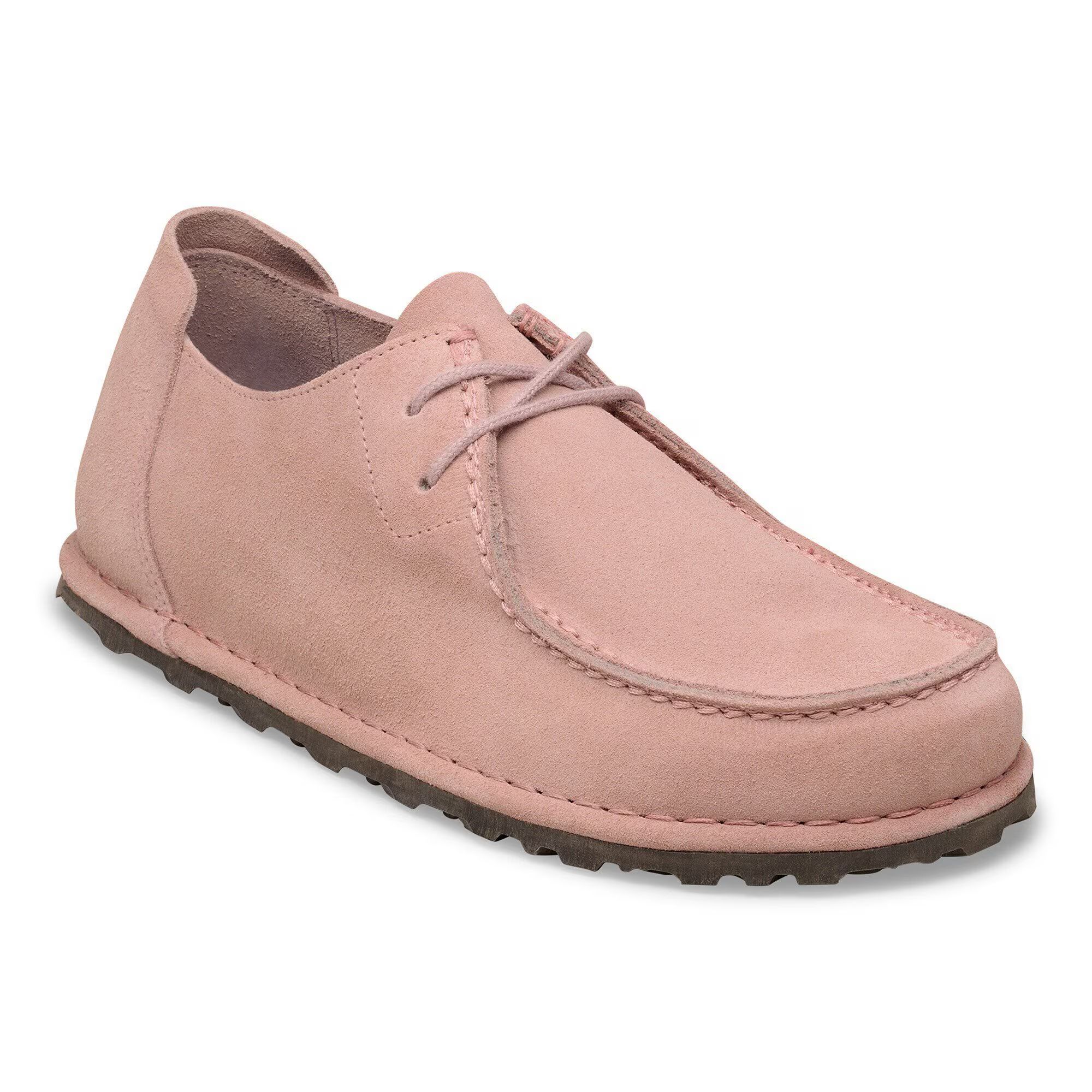 дамски мокасини birkenstock utti lace leve pink clay розови от велур - снимка 1