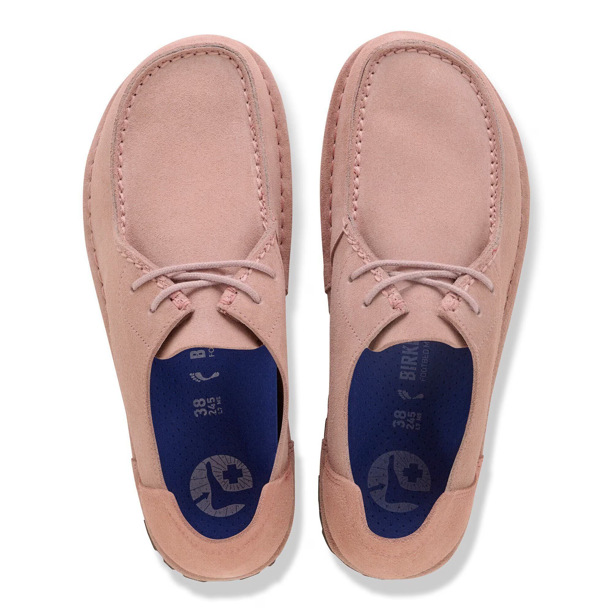 дамски мокасини birkenstock utti lace leve pink clay розови от велур - снимка 2