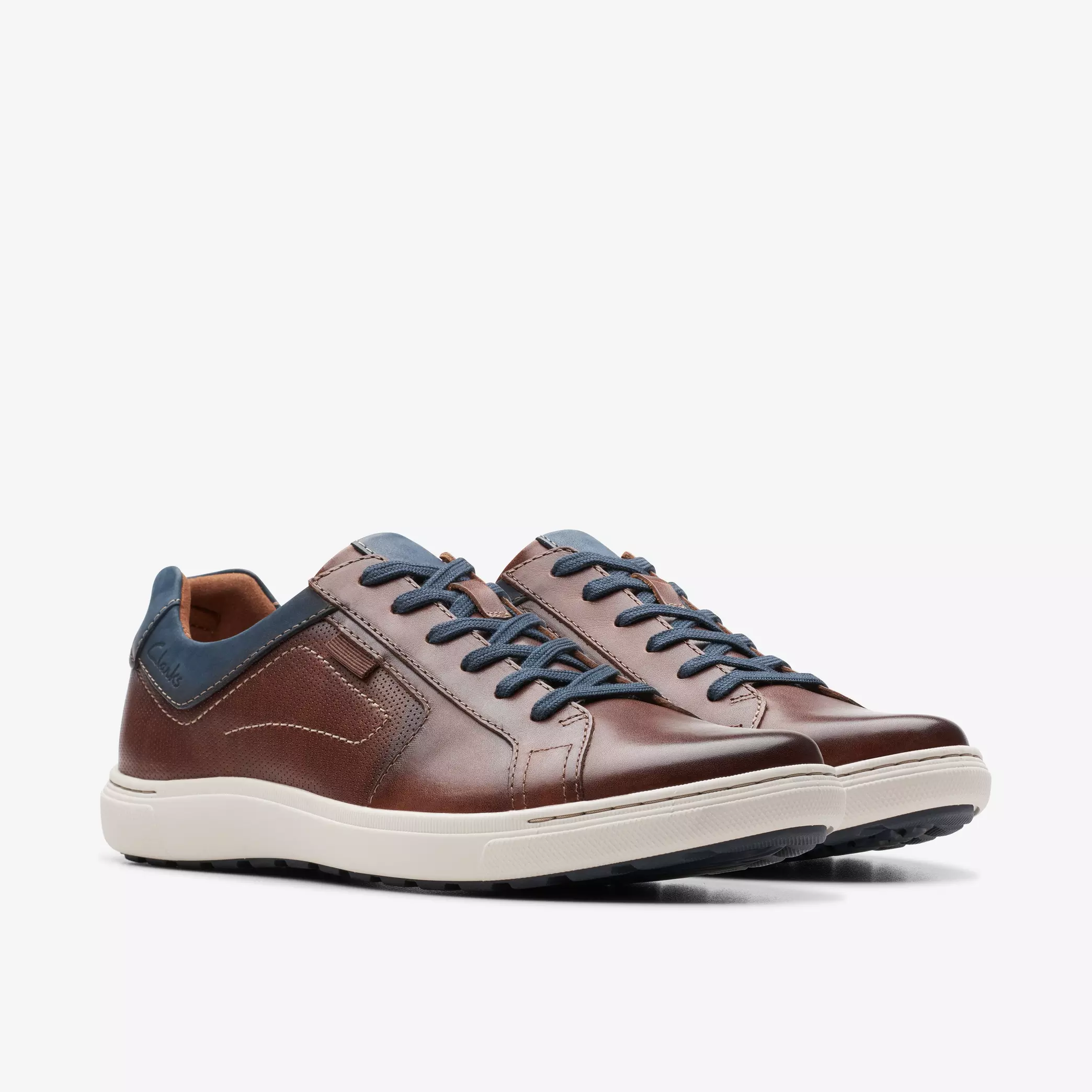 мъжки ежедневни обувки clarks mapstone lace - цвят махагон от естествена кожа - снимка 1