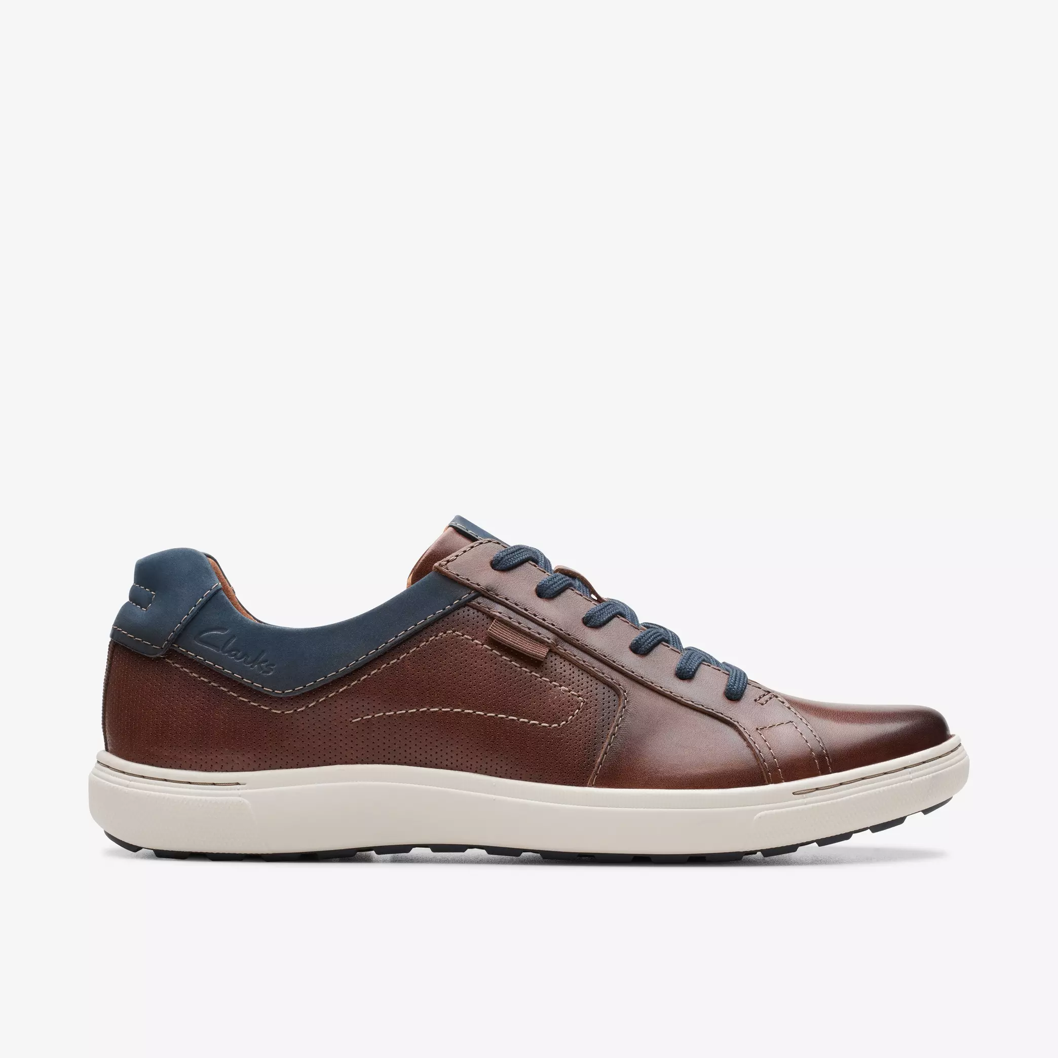 мъжки ежедневни обувки clarks mapstone lace - цвят махагон от естествена кожа - снимка 2